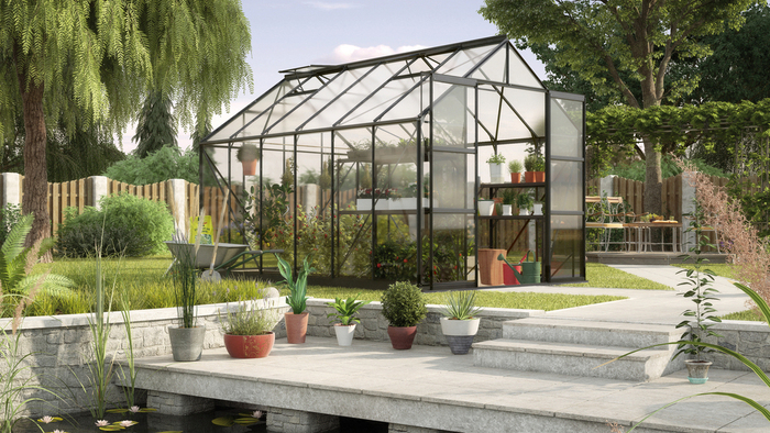 Växthus Phoenix 9900 Svart Glas Sockel 9,9 m² Vitavia